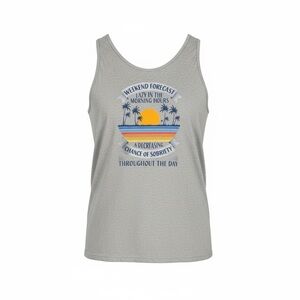 Gray Men’s Tank Top with Sunset Graphic